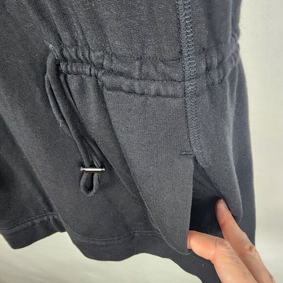 Athleta Allyson Felix Zip Cinch Waist Pullover Sweatshirt Top Fleece Black Med - Picture 6 of 8